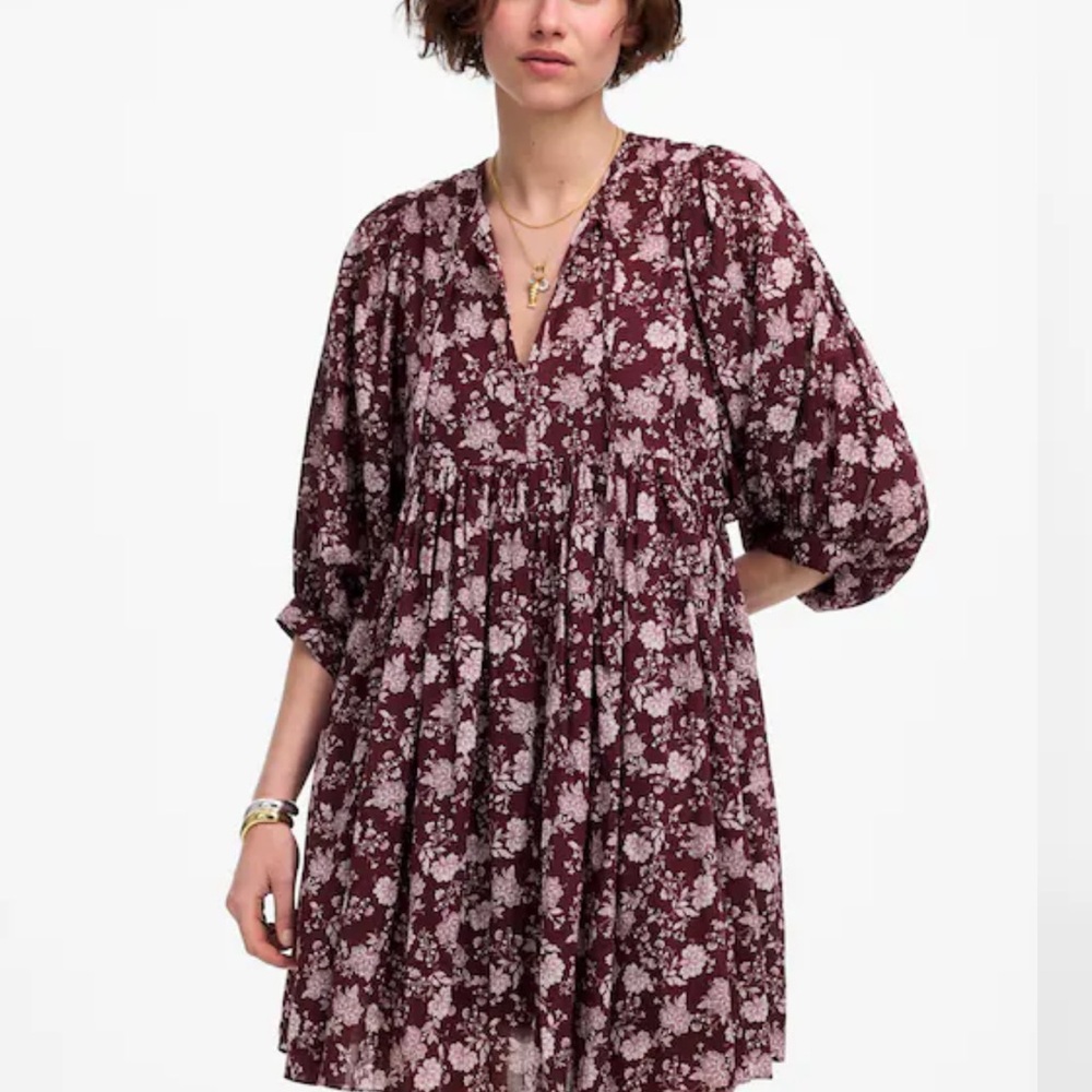 Madewell Burgundy Floral Mini Dress Sz Med NWOT Slip